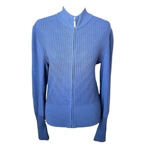 ST JOHN SPORT Blue Zip-Up Sweater